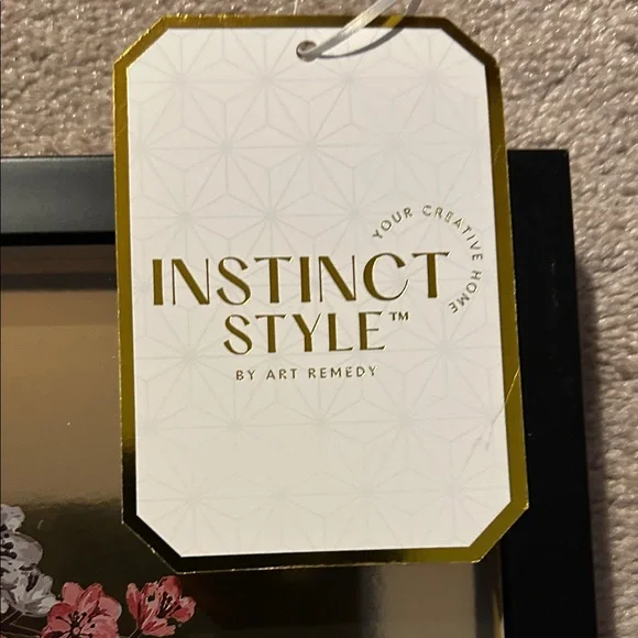 Floral Gold Wall Art with Black Frame by Instinct Style NWT - Picture 10 of 10